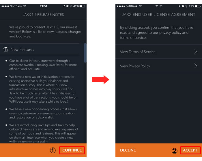 JaxxにWalletを確保