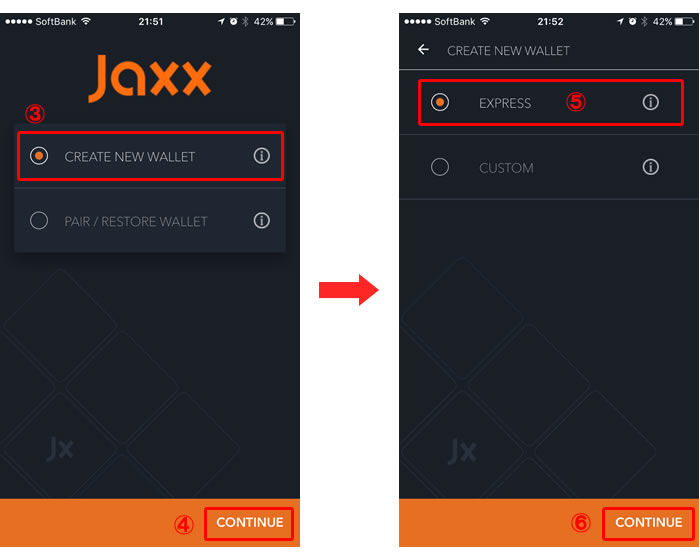 WALLET作成を選択