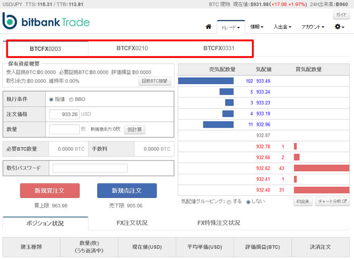 bitbankTradeの限月表示