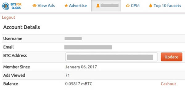 Bits For Clickst登録内容確認画像